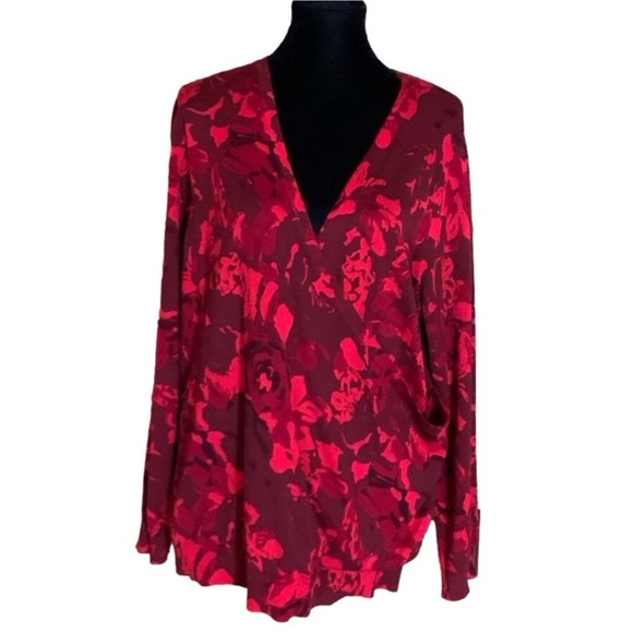 Talbots Woman red floral print surplice sweater Size 3X - Picture 1 of 9